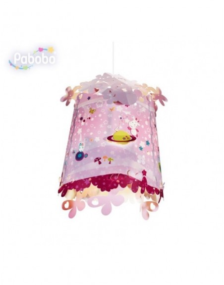 Lampenschirm Motiv Giraffe in Rosa erleuchtet